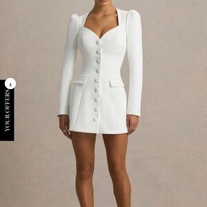 Club L London Chic White Long Sleeve Dress